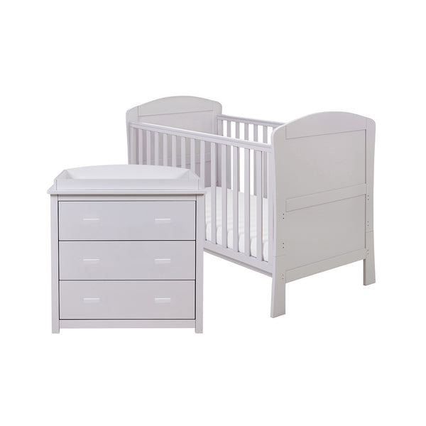 Babymore Aston 2 Piece Nursery Set | Drop Side Cot Bed & Chest Changer with Storage babymore Grey