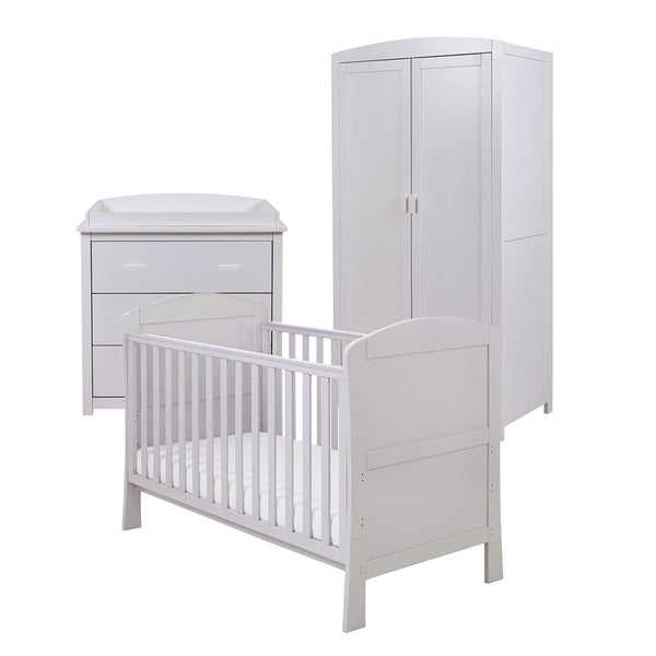 Babymore Aston 3 Piece Nursery Furniture Set | Drop Side Cot Bed, Chest Changer & Wardrobe babymore Grey