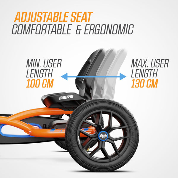 BERG Buddy B-Orange Go-Kart | Adjustable Seat & Smooth Ride | Ages 3-8 berg