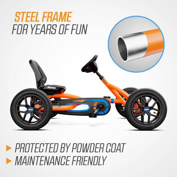 BERG Buddy B-Orange Go-Kart | Adjustable Seat & Smooth Ride | Ages 3-8 berg