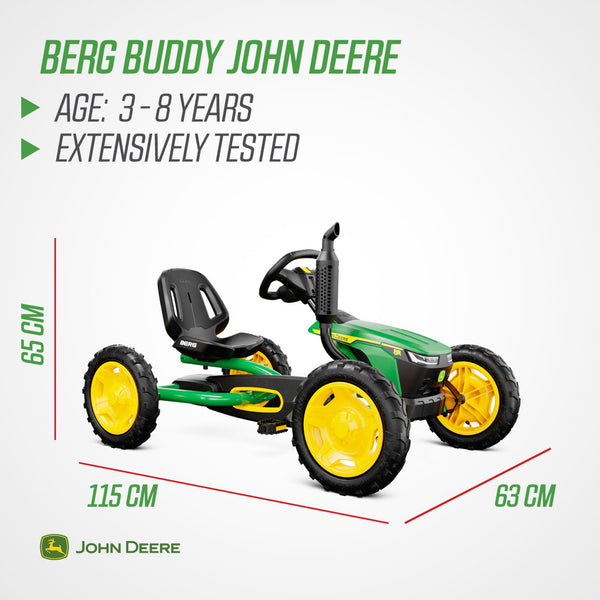 BERG Buddy John Deere Go-Kart | Adjustable Seat & Tractor-Inspired Design berg