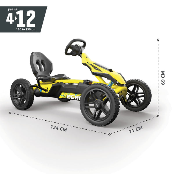 BERG Rally DRT Yellow 3 Gears | Off-Road Go-Kart with Soundbox & Springs berg