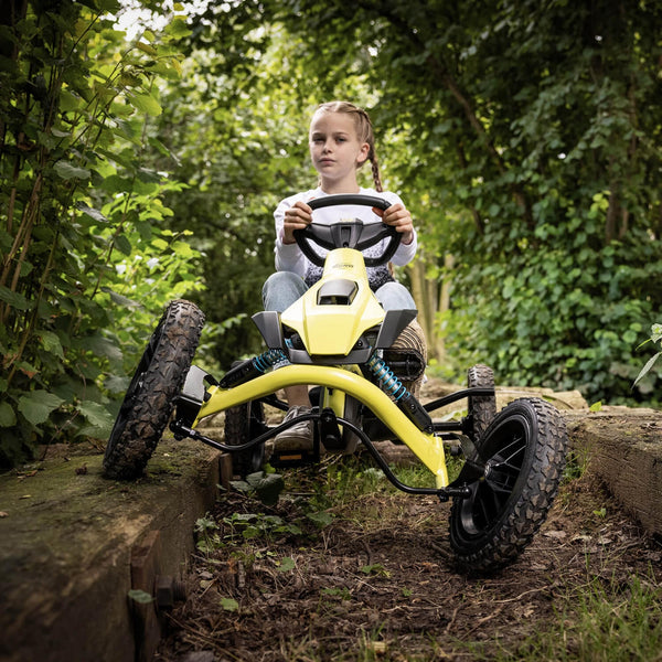 BERG Rally DRT Yellow 3 Gears | Off-Road Go-Kart with Soundbox & Springs berg