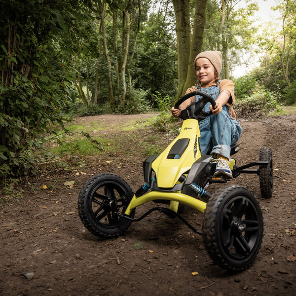 BERG Rally DRT Yellow 3 Gears | Off-Road Go-Kart with Soundbox & Springs berg