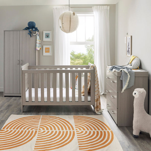 Babymore Caro 3 Piece Nursery Furniture Set | Cot Bed, Changer & Wardrobe babymore