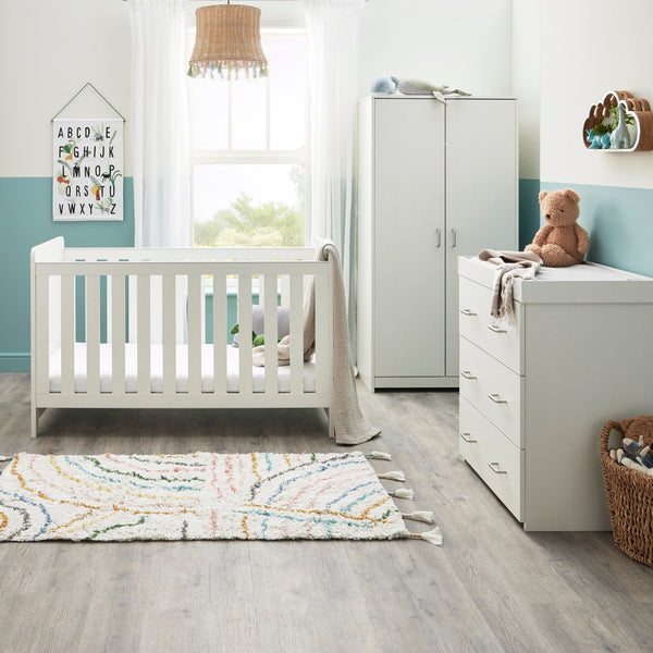 Babymore Caro 3 Piece Nursery Furniture Set | Cot Bed, Changer & Wardrobe babymore