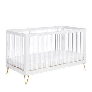 Babymore Kimi XL Acrylic Cot Bed | Modern Convertible Cot with Toddler Rail babymore