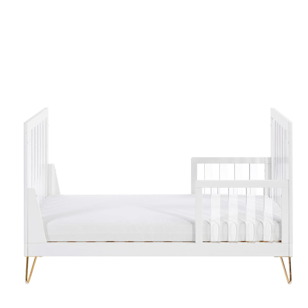 Babymore Kimi XL Acrylic Cot Bed | Modern Convertible Cot with Toddler Rail babymore