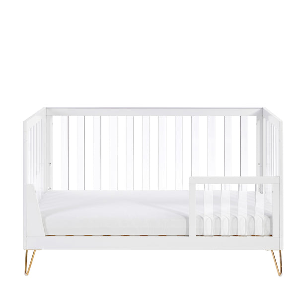 Babymore Kimi XL Acrylic Cot Bed | Modern Convertible Cot with Toddler Rail babymore