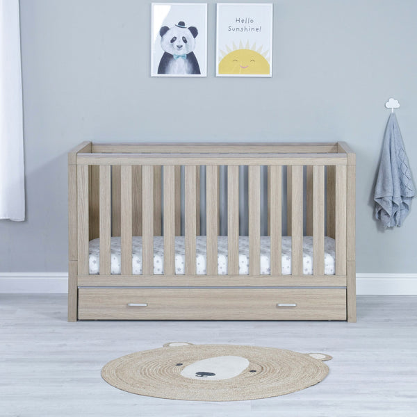 Babymore Luno Cot Bed with Optional Drawer | Modern, Stylish & Convertible | Newborn - 5 Years babymore