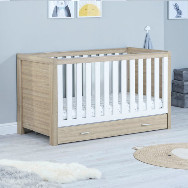 Babymore Luno Cot Bed with Optional Drawer | Modern, Stylish & Convertible | Newborn - 5 Years babymore