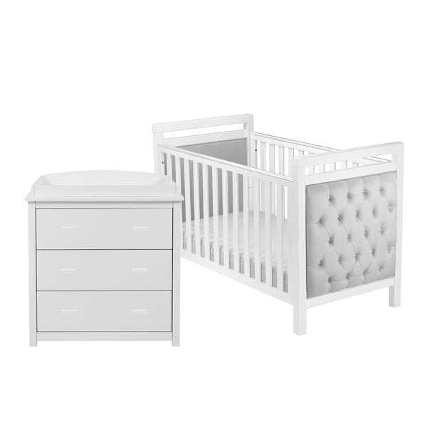 Babymore Velvet Deluxe 2 Piece Nursery Furniture Set | Velvet Cot Bed & Chest Changer babymore