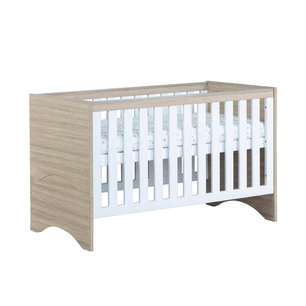 Babymore Veni Cot Bed with Optional Drawer | Modern & Practical Cot Bed with Storage | 0-5 Years babymore No Drawer Oak-White