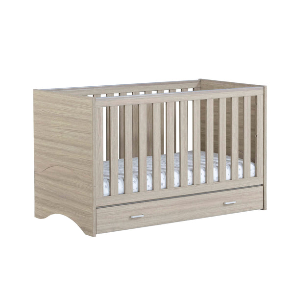 Babymore Veni Cot Bed with Optional Drawer | Modern & Practical Cot Bed with Storage | 0-5 Years babymore With Drawer Oak
