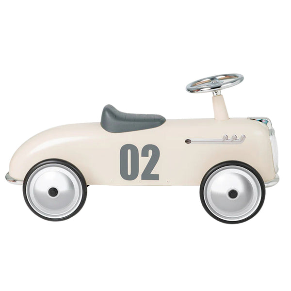 Baghera Roadster Ivory White Ride-On β Classic Metal Push Car | Ages 1+ baghera