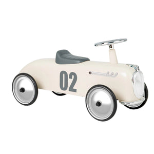 Baghera Roadster Ivory White Ride-On – Classic Metal Push Car | Ages 1+ baghera