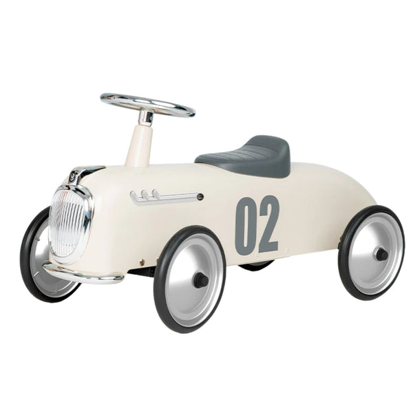Baghera Roadster Ivory White Ride-On – Classic Metal Push Car | Ages 1+ baghera