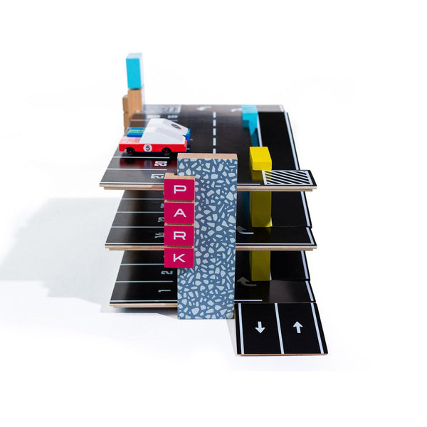 Candylab Magnetic Parking Garage – Solid Wood Organiser for CANDYCAR® | Ages 3+ Wooden Toy Candylab