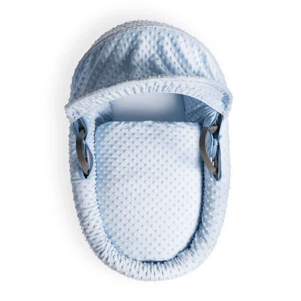 Clair de Lune Dimple Grey Wicker Moses Basket – Soft & Breathable | Ages 0-9M clair de lune