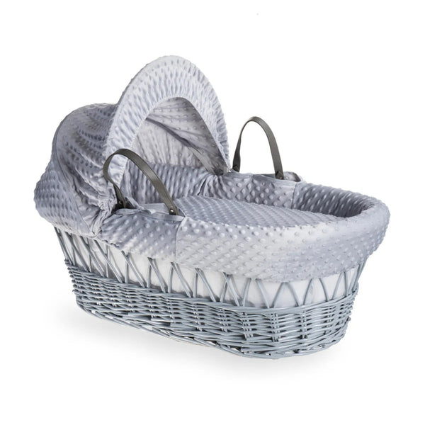 Clair de Lune Dimple Grey Wicker Moses Basket – Soft & Breathable | Ages 0-9M clair de lune Grey Basket Only