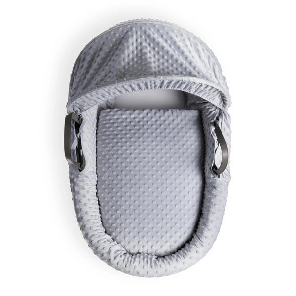 Clair de Lune Dimple Grey Wicker Moses Basket – Soft & Breathable | Ages 0-9M clair de lune