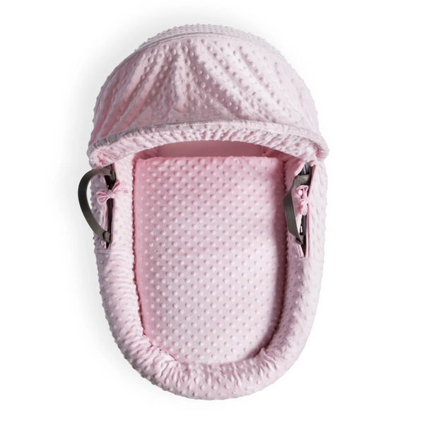 Clair de Lune Dimple Grey Wicker Moses Basket – Soft & Breathable | Ages 0-9M clair de lune