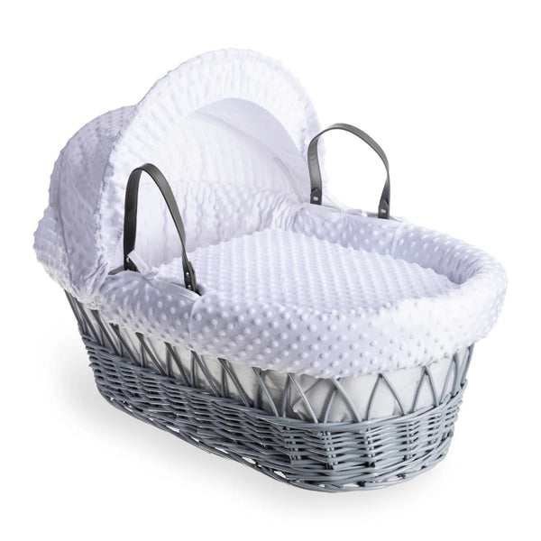 Clair de Lune Dimple Grey Wicker Moses Basket – Soft & Breathable | Ages 0-9M clair de lune White Basket Only