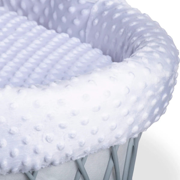 Clair de Lune Dimple Grey Wicker Moses Basket – Soft & Breathable | Ages 0-9M clair de lune