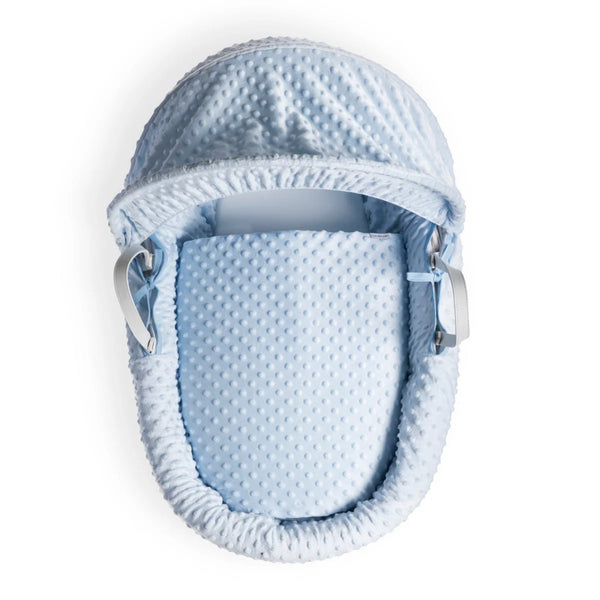 Clair de Lune Dimple White Wicker Moses Basket – Soft & Breathable | Ages 0-9M clair de lune