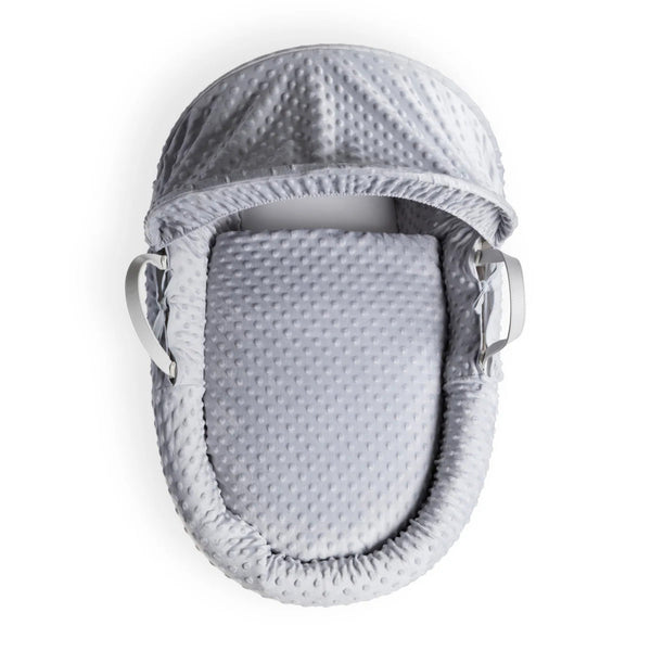 Clair de Lune Dimple White Wicker Moses Basket – Soft & Breathable | Ages 0-9M clair de lune