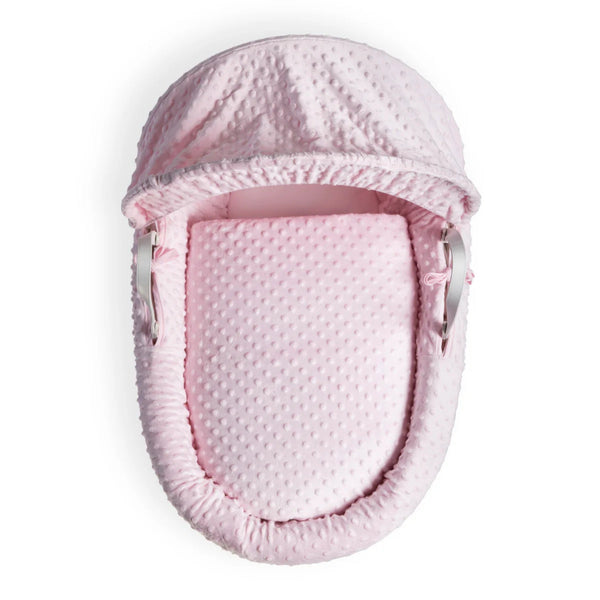Clair de Lune Dimple White Wicker Moses Basket – Soft & Breathable | Ages 0-9M clair de lune