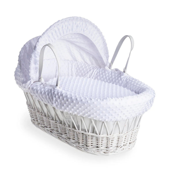 Clair de Lune Dimple White Wicker Moses Basket – Soft & Breathable | Ages 0-9M clair de lune White Basket Only