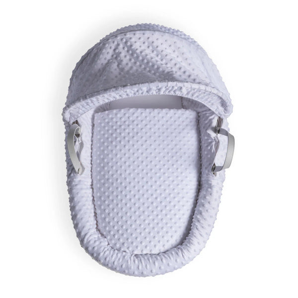 Clair de Lune Dimple White Wicker Moses Basket – Soft & Breathable | Ages 0-9M clair de lune