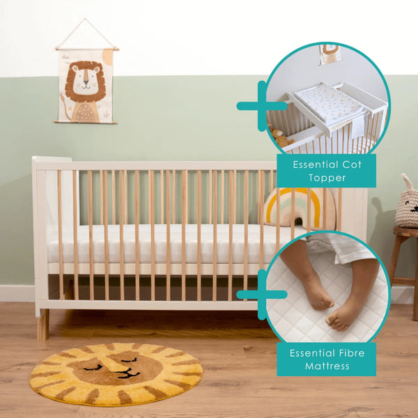Clair de Lune Essentials Cot Bed | Affordable, Durable & Converts to Toddler Bed clair de lune Add Cot Top Changer Essentials Fibre Mattress