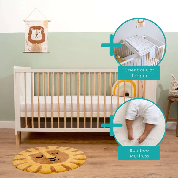 Clair de Lune Essentials Cot Bed | Affordable, Durable & Converts to Toddler Bed clair de lune Add Cot Top Changer Premium Bamboo Mattress