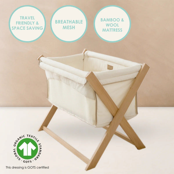 Clair de Lune Organic Folding Crib – Eco-Friendly & Travel-Friendly Sleep for Newborns | Ages 0-9M clair de lune
