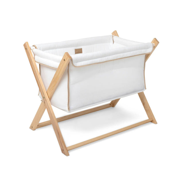 Clair de Lune Organic Folding Crib – Eco-Friendly & Travel-Friendly Sleep for Newborns | Ages 0-9M clair de lune White