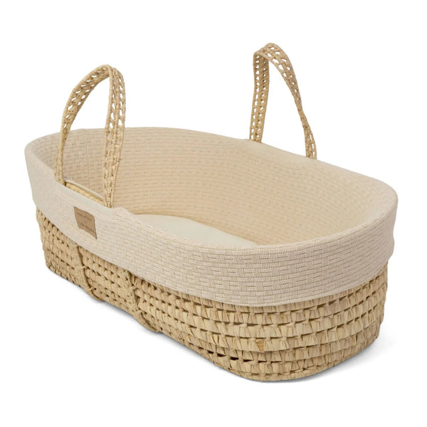 Clair de Lune Organic Knitted Palm Moses Basket – Sustainable & Breathable | Ages 0-9M clair de lune Cream Basket Only