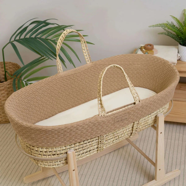Clair de Lune Organic Knitted Palm Moses Basket – Sustainable & Breathable | Ages 0-9M clair de lune