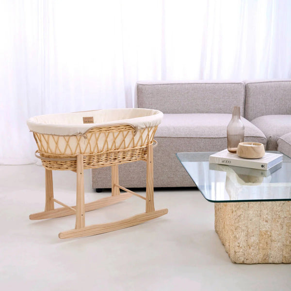 Clair de Lune Organic Natural Wicker Moses Basket – Sustainable & Breathable | Ages 0-9M clair de lune