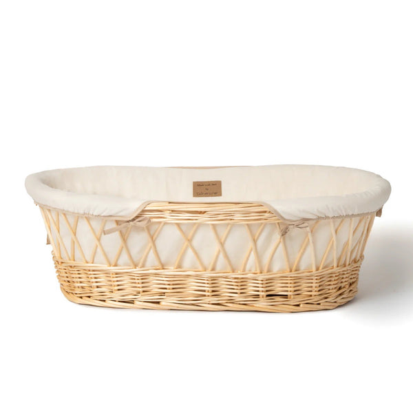 Clair de Lune Organic Natural Wicker Moses Basket – Sustainable & Breathable | Ages 0-9M clair de lune Cream Basket Only