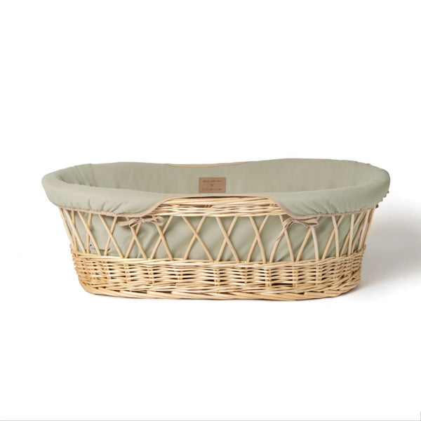 Clair de Lune Organic Natural Wicker Moses Basket – Sustainable & Breathable | Ages 0-9M clair de lune Sage Basket Only