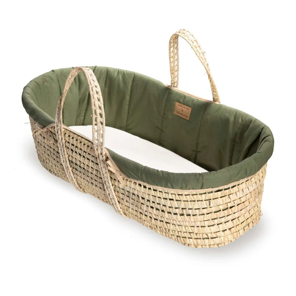 Clair de Lune Organic Palm Moses Basket | Sustainable & Breathable | Ages 0-9M clair de lune Forest Green Basket Only