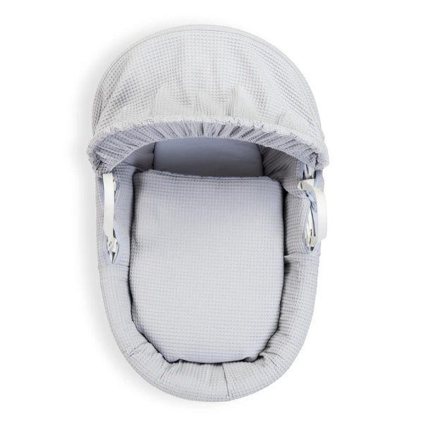 Clair de Lune Waffle White Wicker Moses Basket – Soft, Elegant & Breathable | Ages 0-9M clair de lune