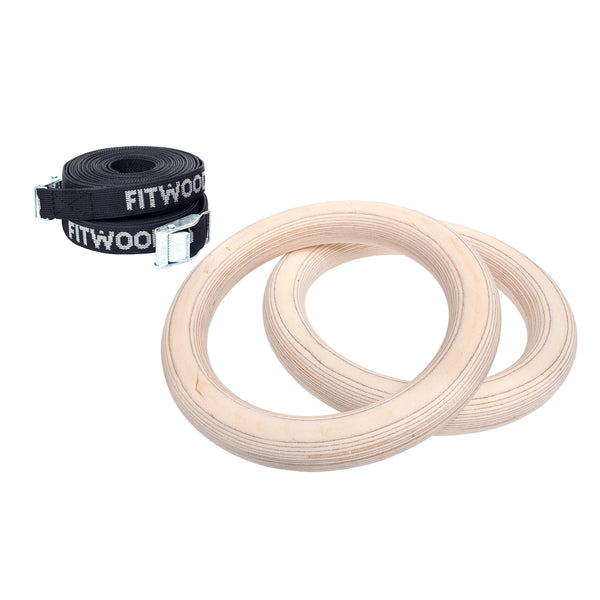 FitWood ULPU MINI Gym Rings – Kids' Gymnastic Rings for Strength, Balance & Fun | 3 Years+ fitwood Birch Rings | Black Straps