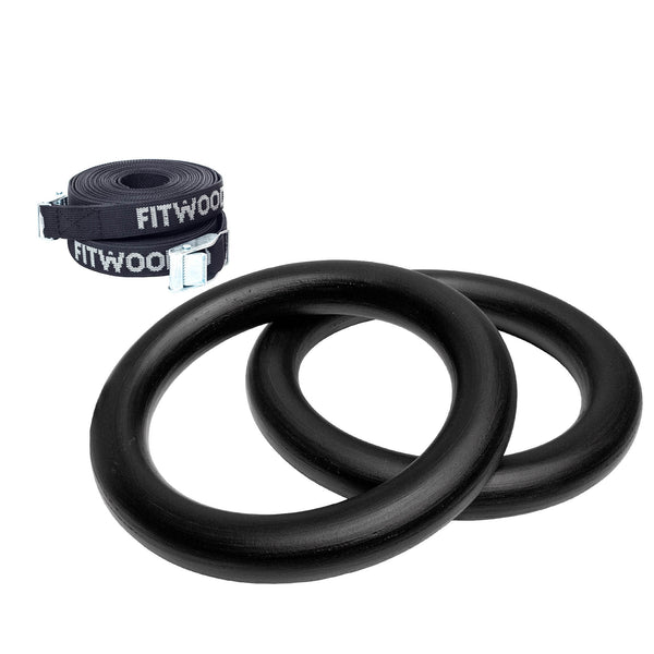 FitWood ULPU MINI Gym Rings – Kids' Gymnastic Rings for Strength, Balance & Fun | 3 Years+ fitwood Black Rings | Black Straps