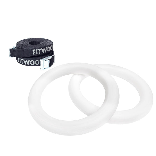 FitWood ULPU MINI Gym Rings – Kids' Gymnastic Rings for Strength, Balance & Fun | 3 Years+ fitwood White Rings | Black Straps