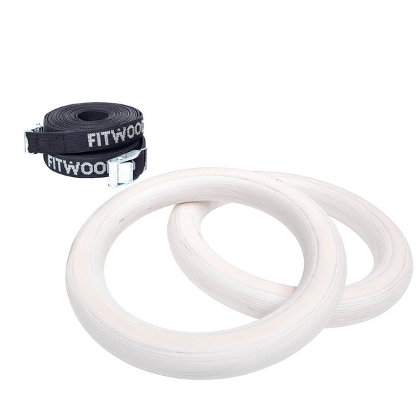 FitWood ULPU MINI Gym Rings – Kids' Gymnastic Rings for Strength, Balance & Fun | 3 Years+ fitwood White Waxed Rings | Black Straps