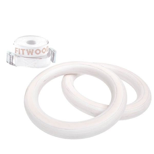FitWood ULPU MINI Gym Rings – Kids' Gymnastic Rings for Strength, Balance & Fun | 3 Years+ fitwood White Waxed Rings | White Straps
