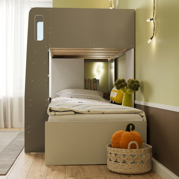Flair Benito Bunk Bed with Wardrobe | White & Grey Space-Saving Bed flair